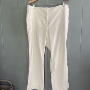 Ann Taylor Factory white linen blend pants size 14 flat front wide‎ leg trousers